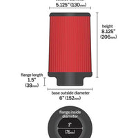 AEM 3 in Short Neck 8 in Element Filter