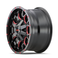 Mayhem 8015 Warrior 20x9 / 8x165.1 BP / 18mm Offset / 130.8mm Hub Black w/ Prism Red Wheel