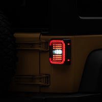 Raxiom 07-18 Jeep Wrangler JK Axial Series LED Halo Tail Lights- Black Housing (Dark Smoked Lens)