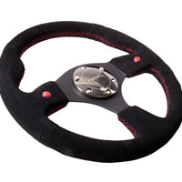 NRG Reinforced Steering Wheel (320mm) Blk Suede w/Dual Buttons